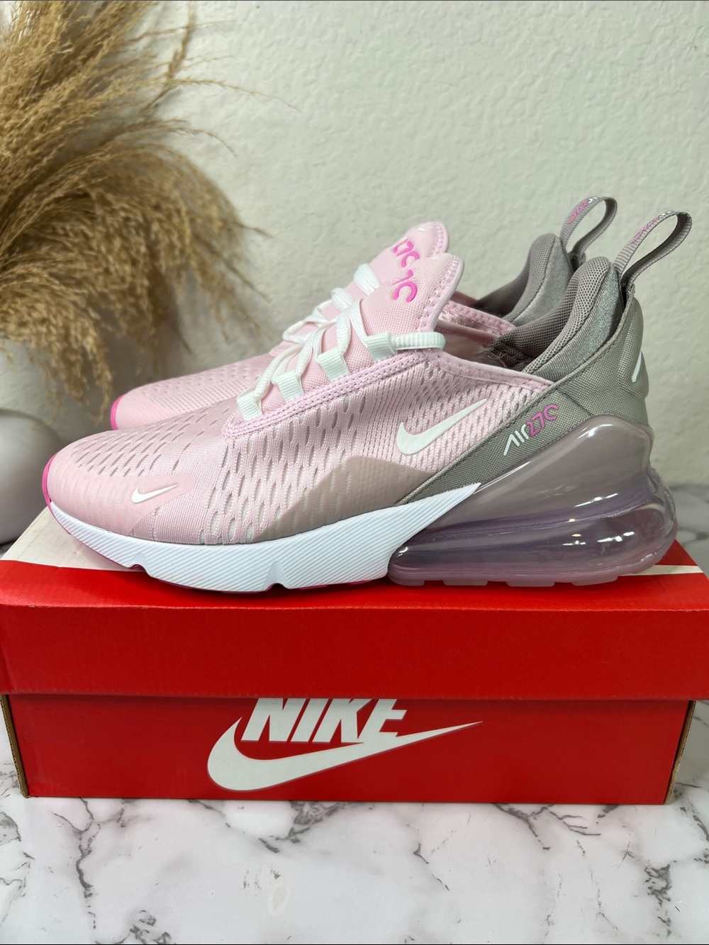 Nike Pink and Gray Air Max 270 Women's Sneakers - Picture 4 of 15